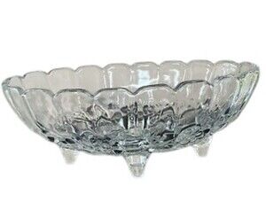 Vintage Indiana Clear Glass Four Footed Fruit Serving Bowl